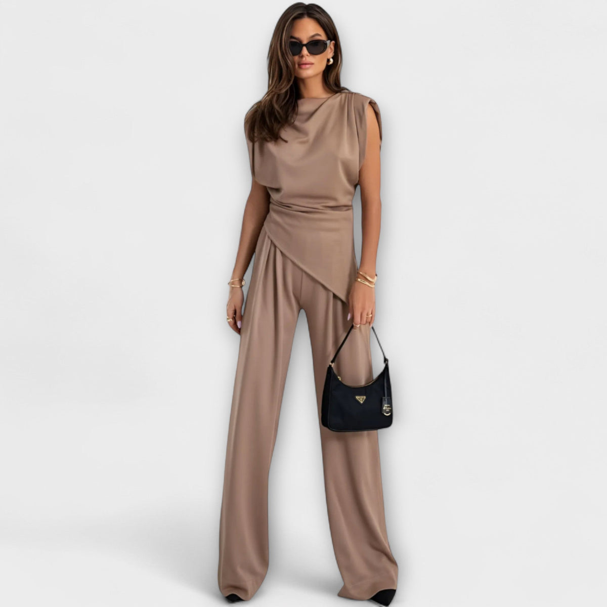 Sophia - Asymmetric set with draped shoulders
