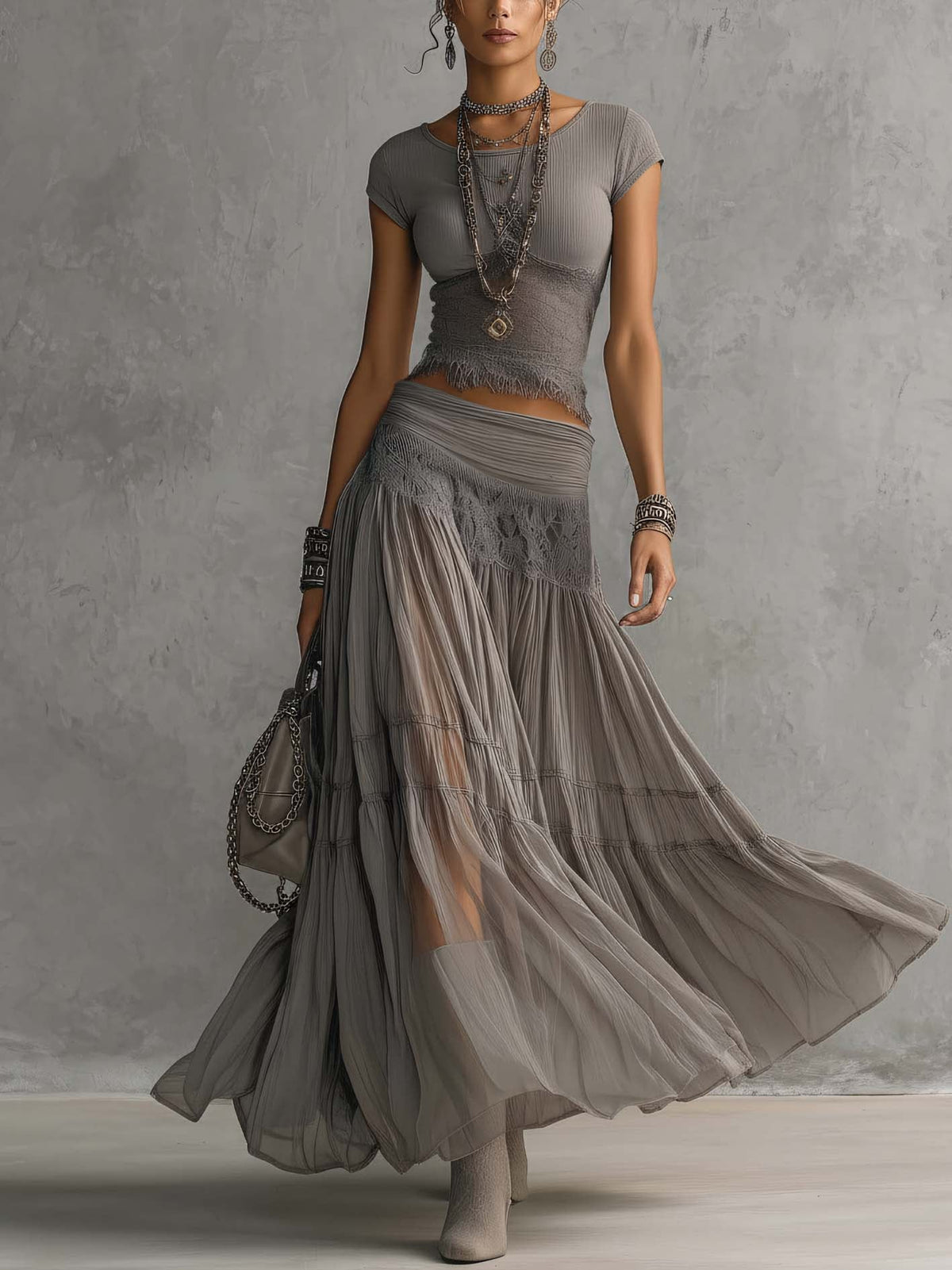 MILENA – Grey lace set