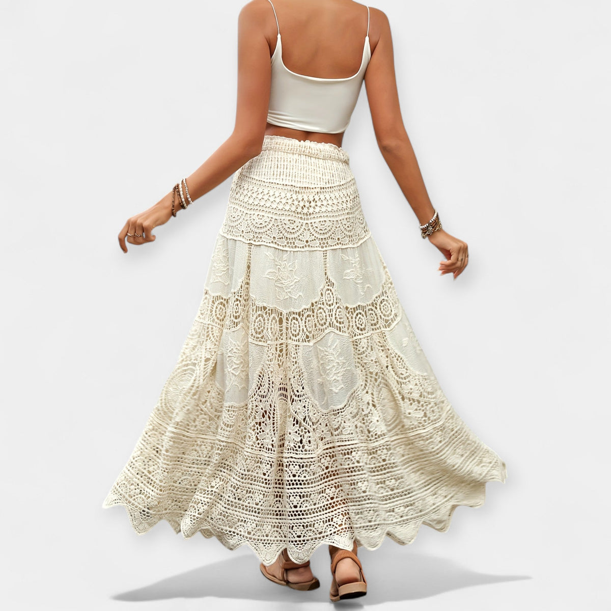 Lace midi skirt