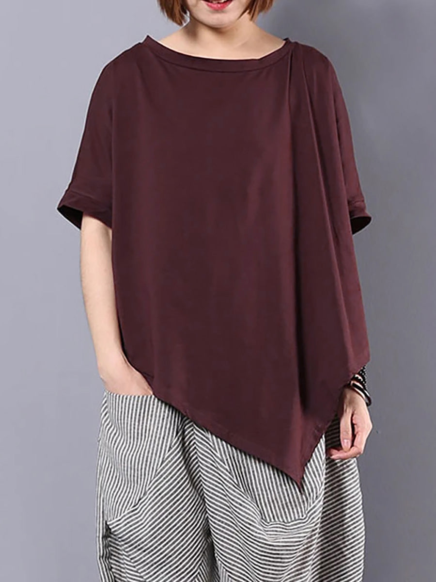 Női Aszimmetrikus Szabású 100% Pamut Póló | Plus Size