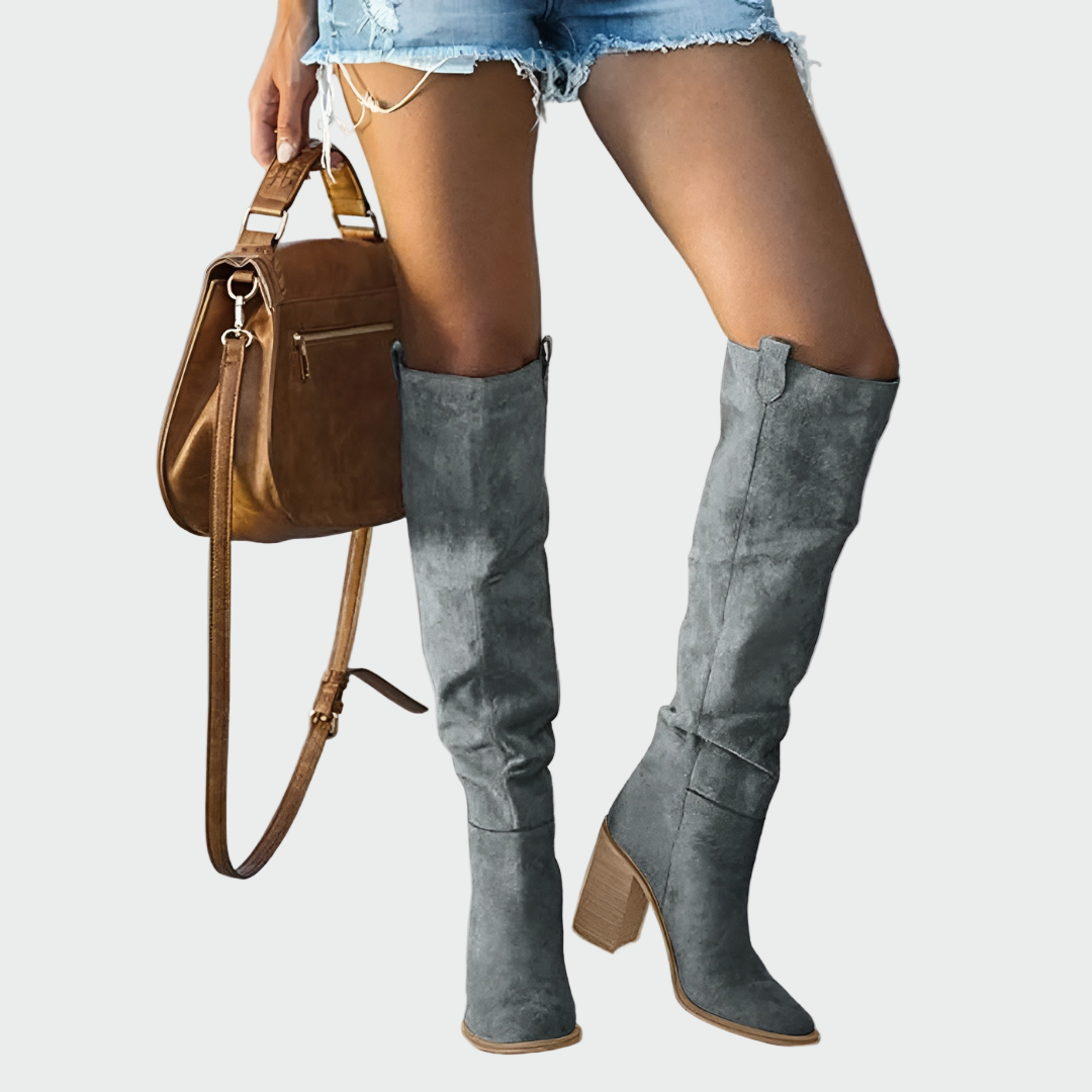 Leather orthopedic boots knee-high