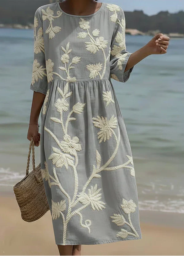 Ashley | Botanical & Floral Print Midi Dress