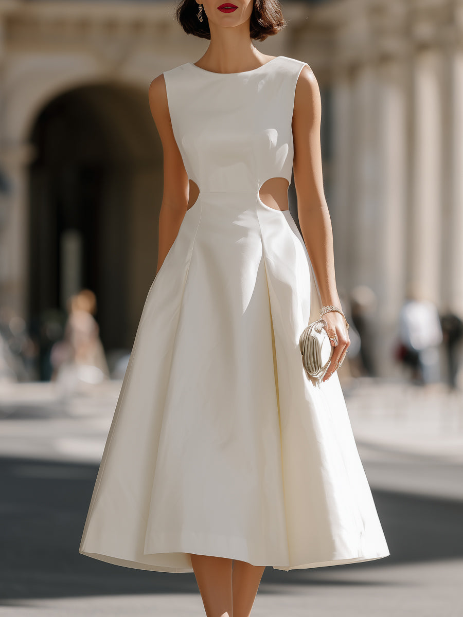 Midi A-line Dress with Side Cutouts