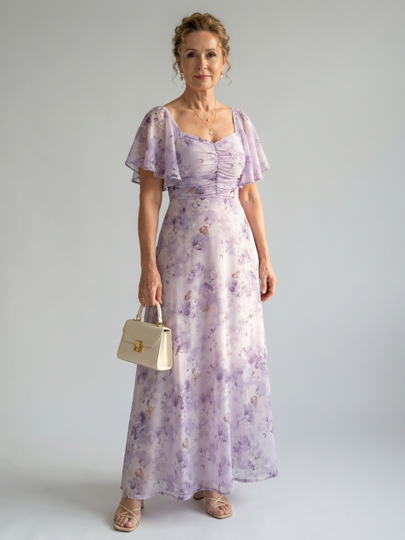 Patrycja | Midi Dress with Wavy Sleeves