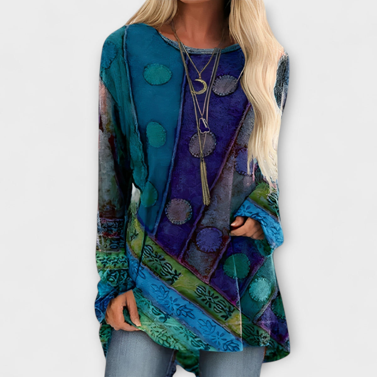 Stylish women's blouse with an ethnic pattern