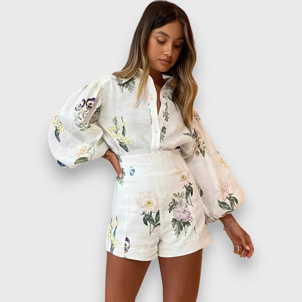 Two-piece set with vibrant floral print