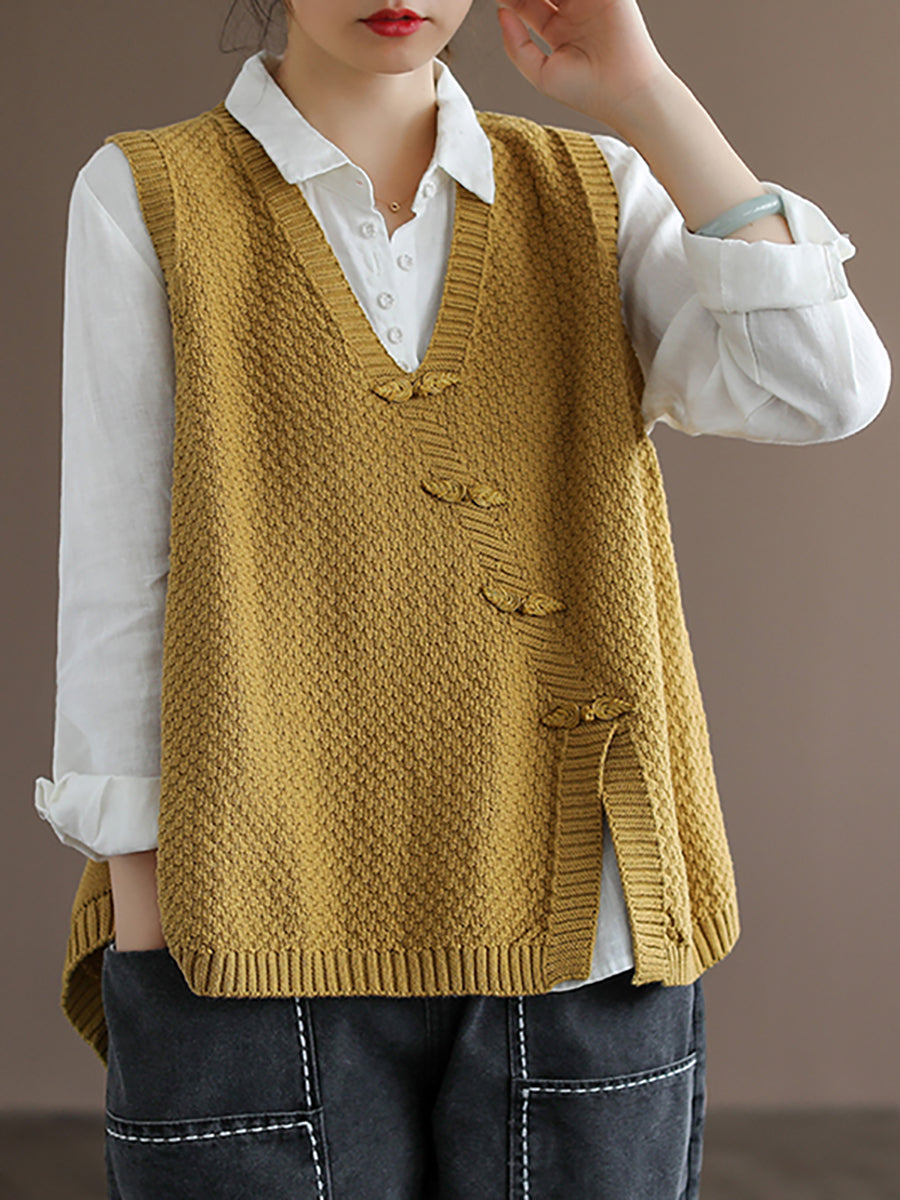 Artisan V-nyakú, gombos kötött mellény | Plus Size