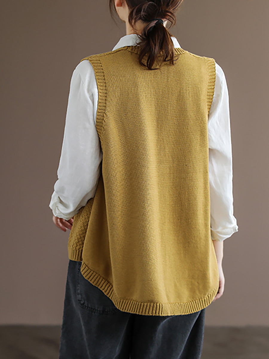 Artisan V-nyakú, gombos kötött mellény | Plus Size