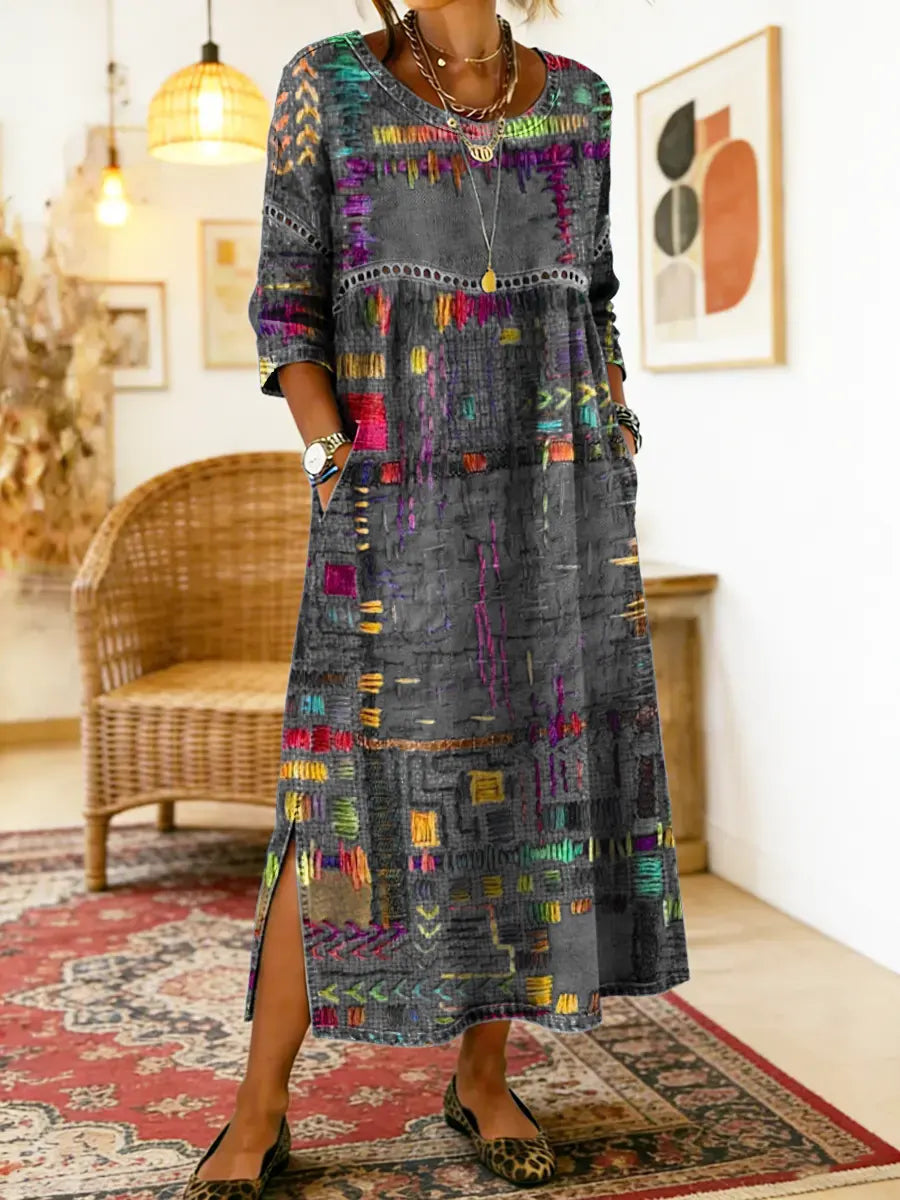 Manuela | Patchwork Ethnikai Denim Ruha