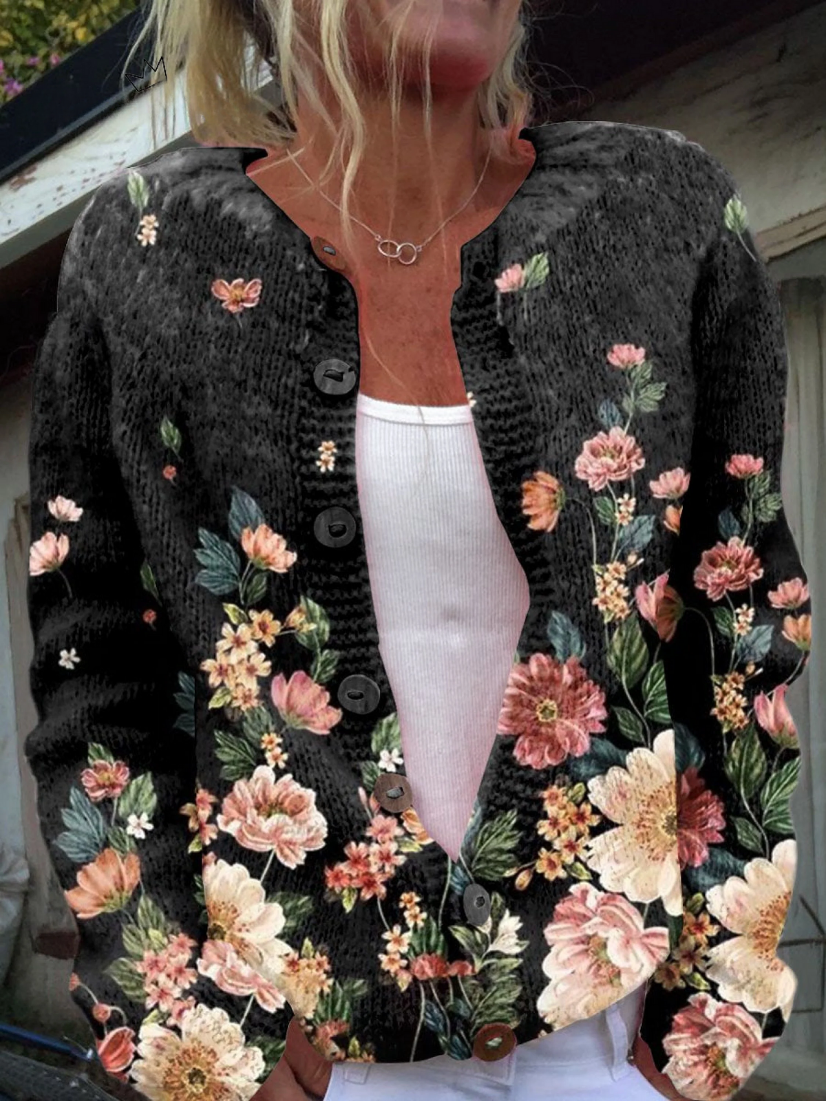 Daphne – Vintage virágmintás kardigán