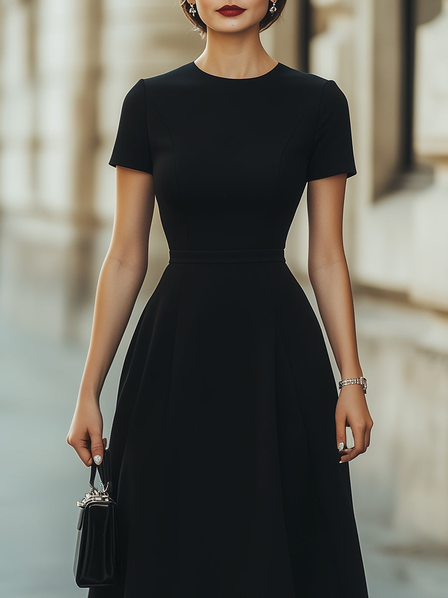 Classic Elegance Midi A-line Dress