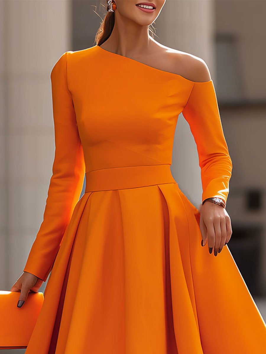 Fénylő Elegancia: Rafinatott Hosszú Ujjú Ruha Flair-rel