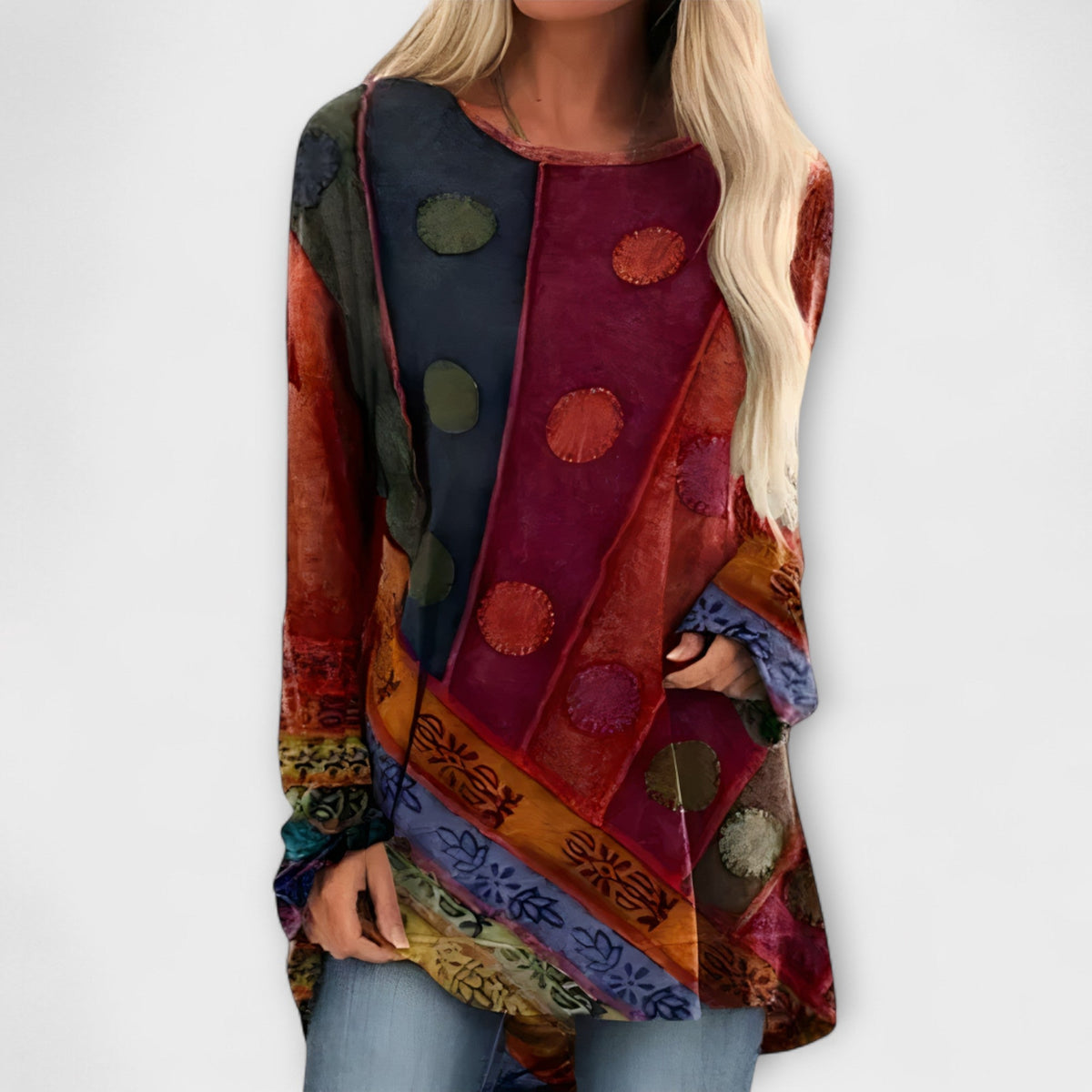 Stylish women's blouse with an ethnic pattern