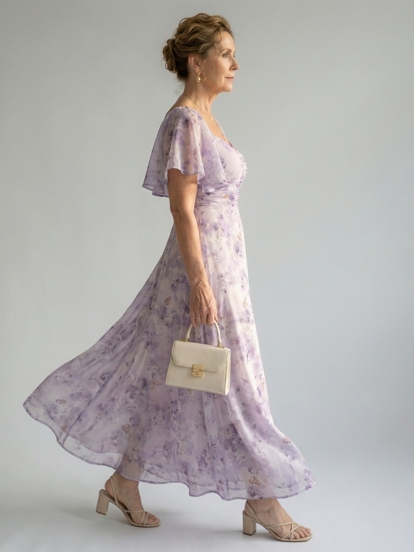 Patrycja | Midi Dress with Wavy Sleeves