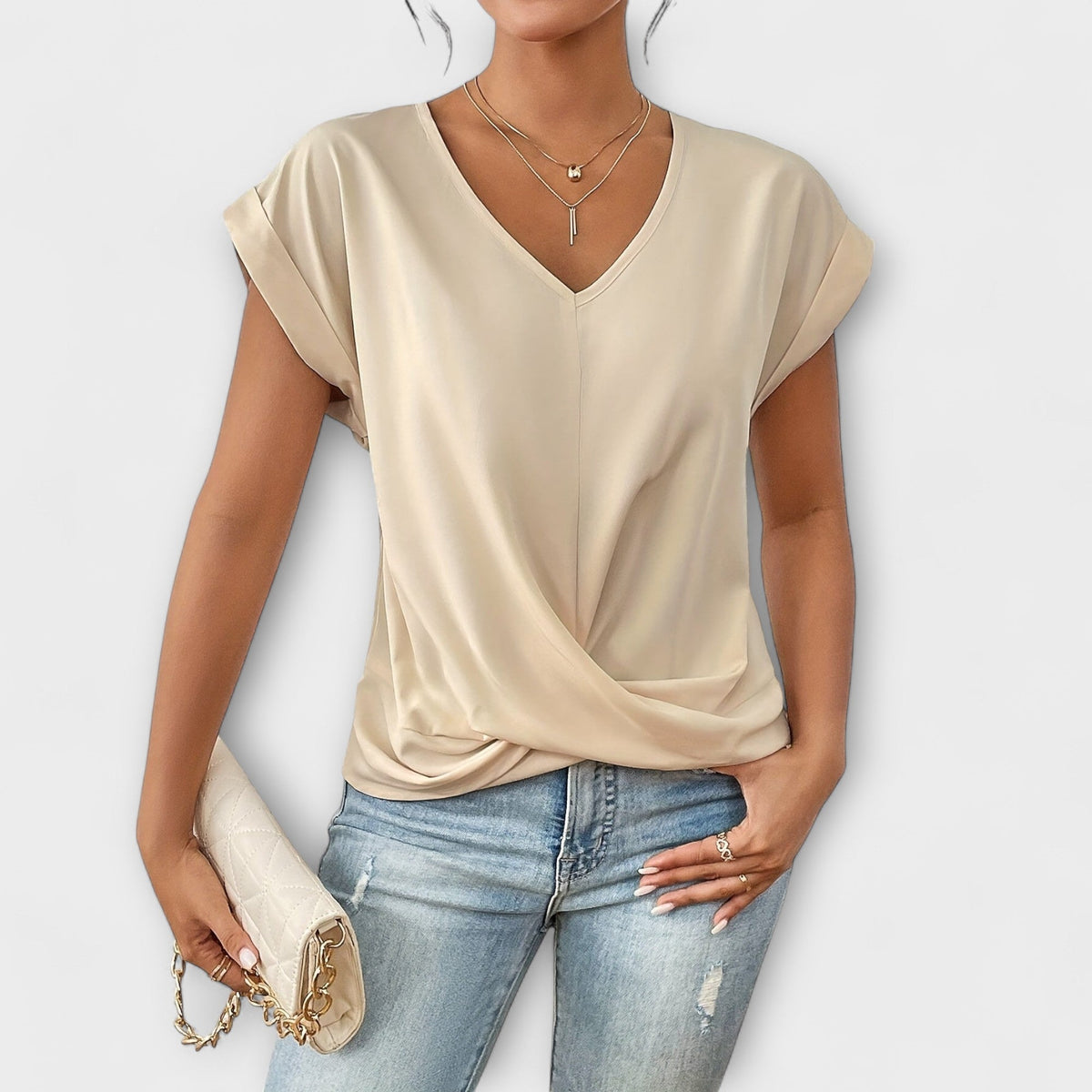 Eloise - V-neck top csomó részlettel