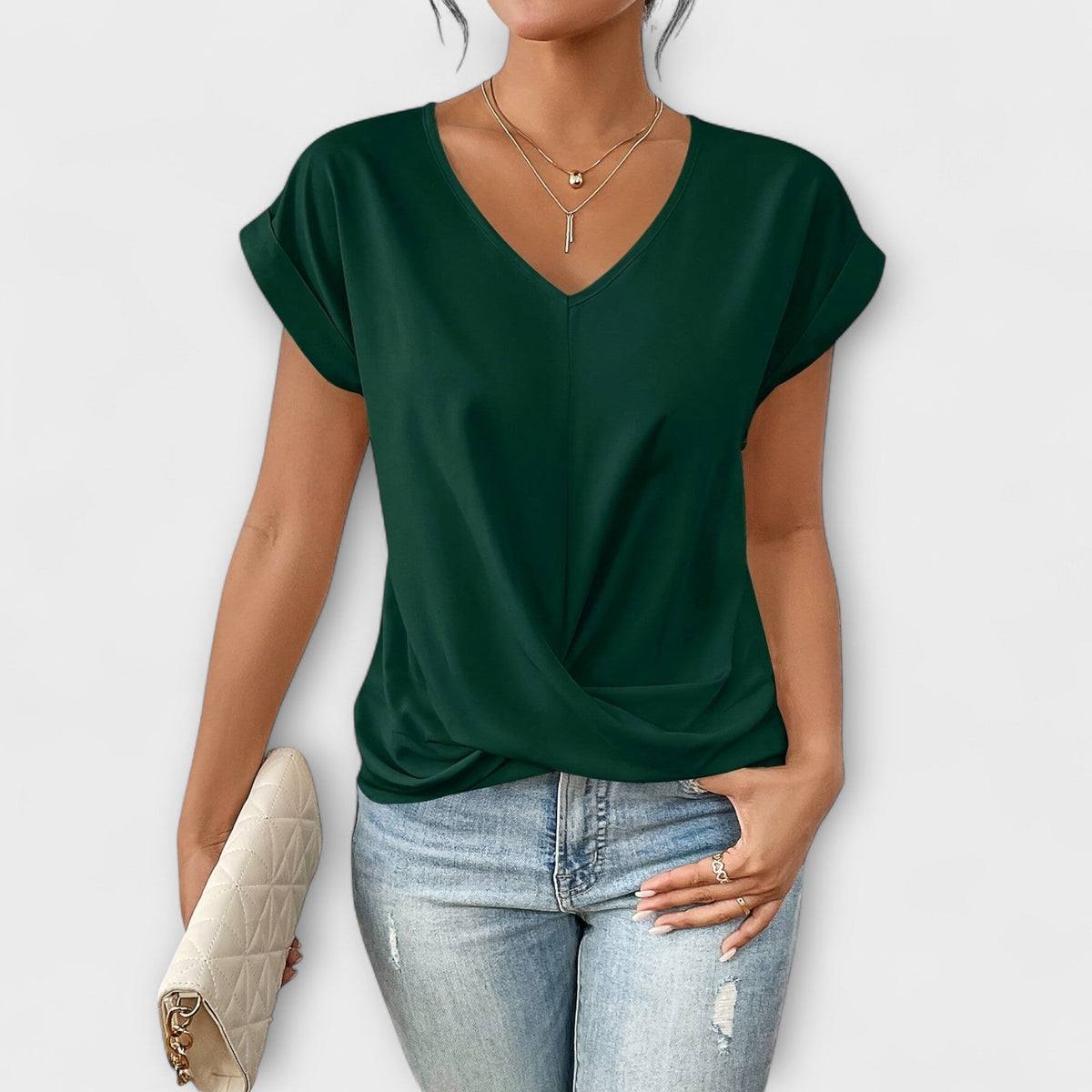 Eloise - V-neck top csomó részlettel