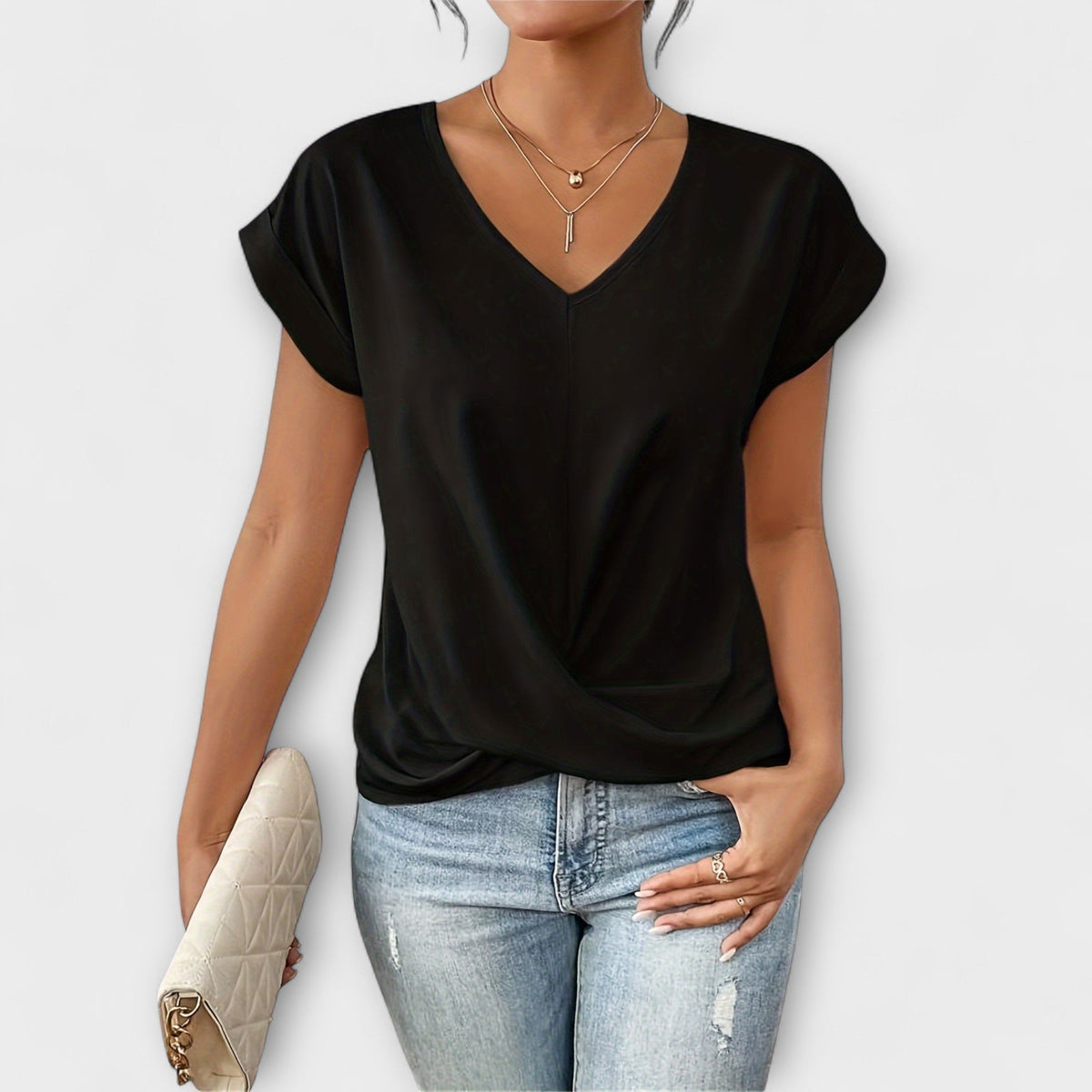 Eloise - V-neck top csomó részlettel
