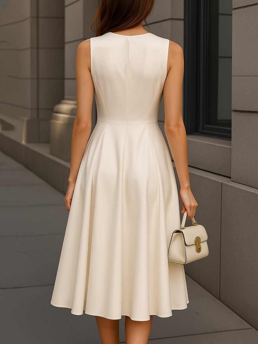 Elegant Sleeveless Midi A-line Dress