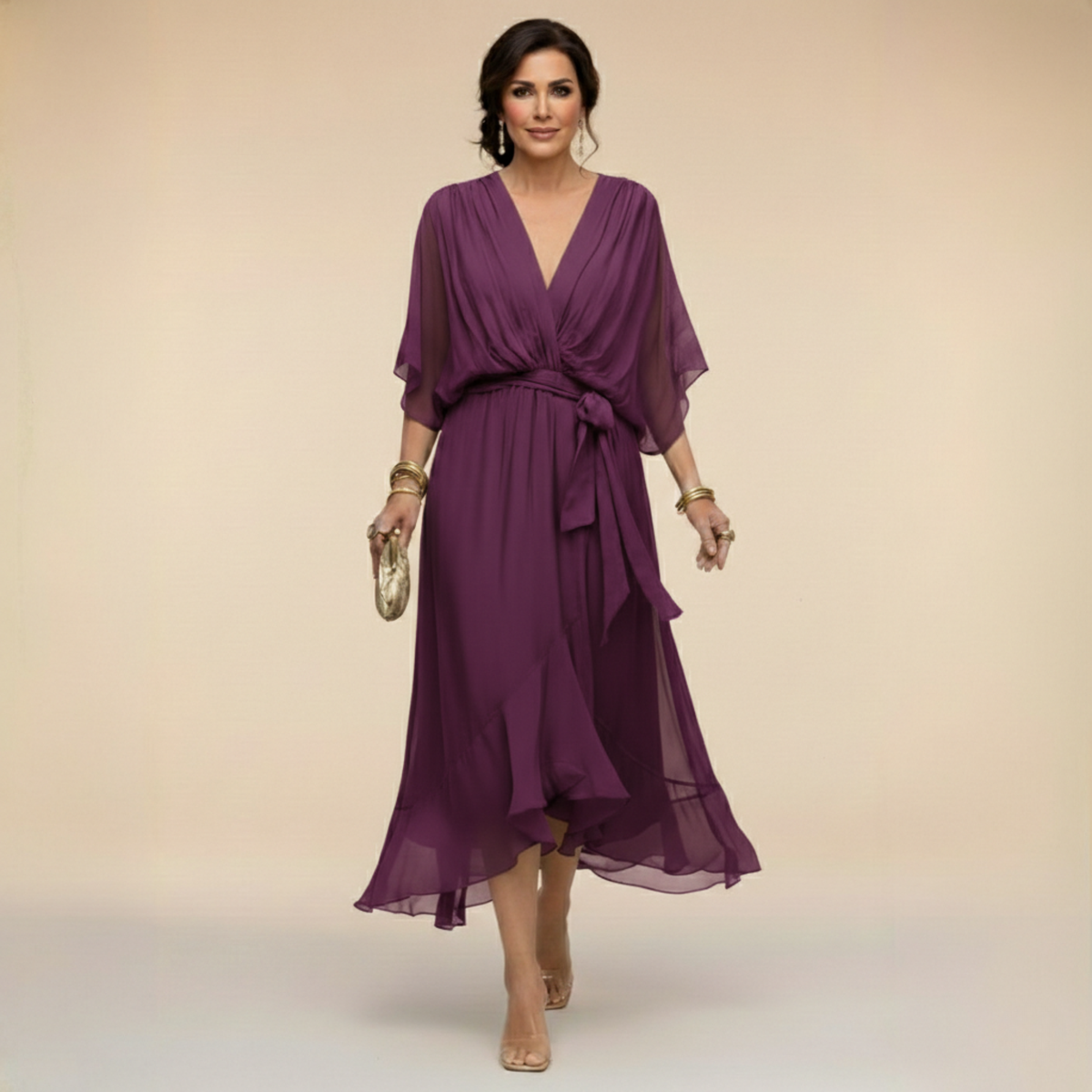 Monica – Chiffon Ruha V Kivágással
