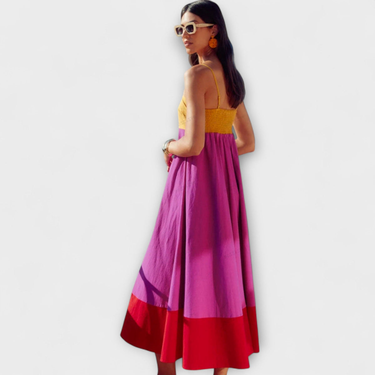 Sling dress in color block style