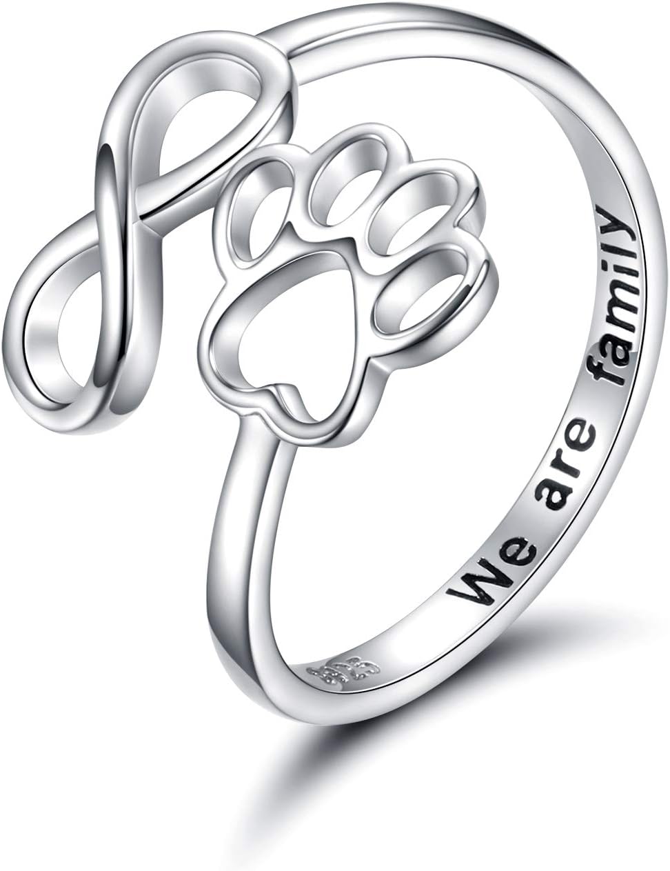 Handcrafted Paw & Heart Ring - Adjustable 925 Sterling Silver