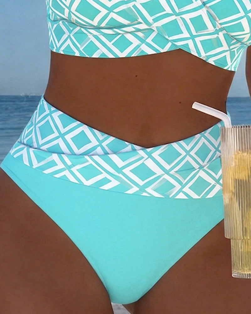 Dóra | Xadrez Mintás Bikini Magas Derekú Sutiánélküli Fazon