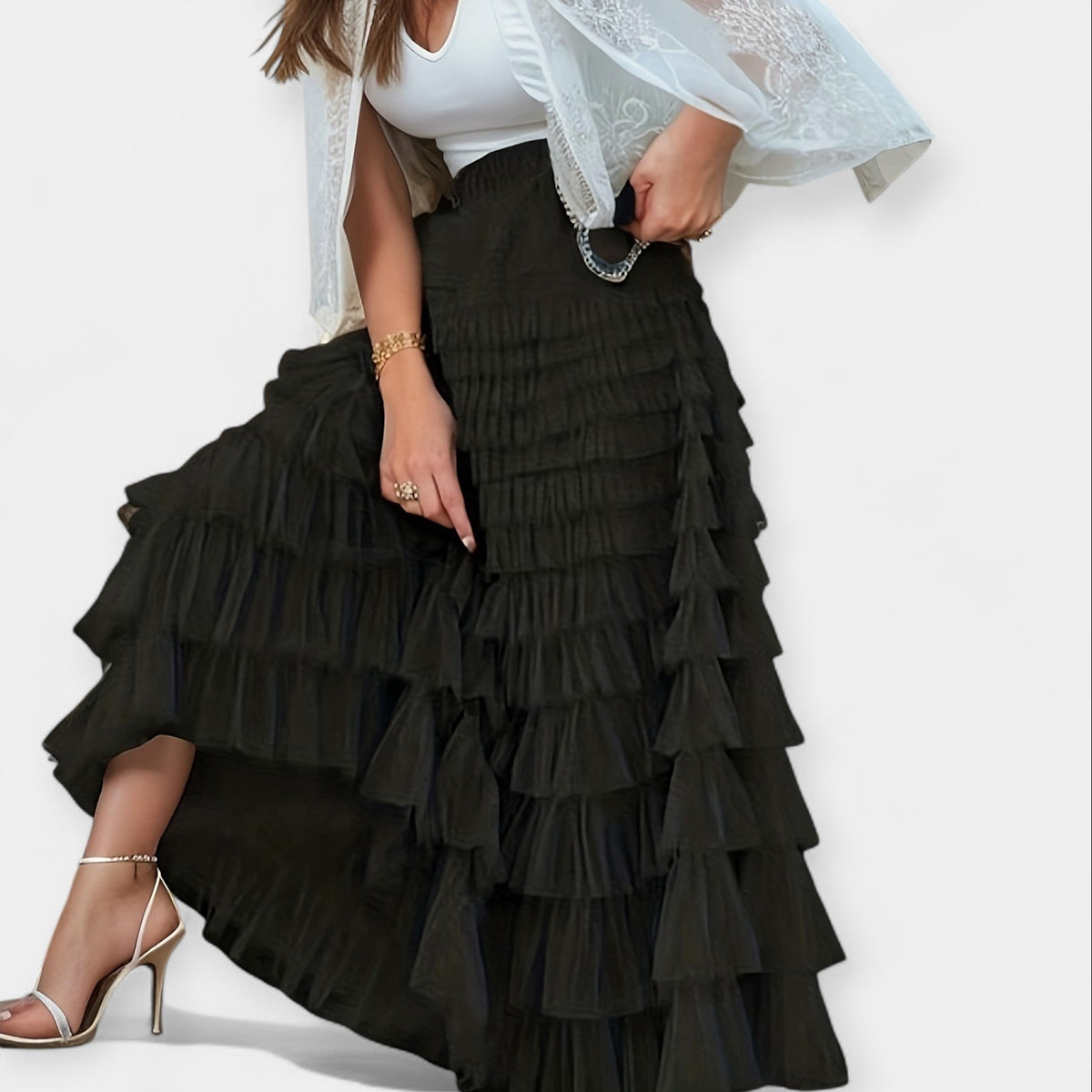 Elegant tulle skirt with decorative details