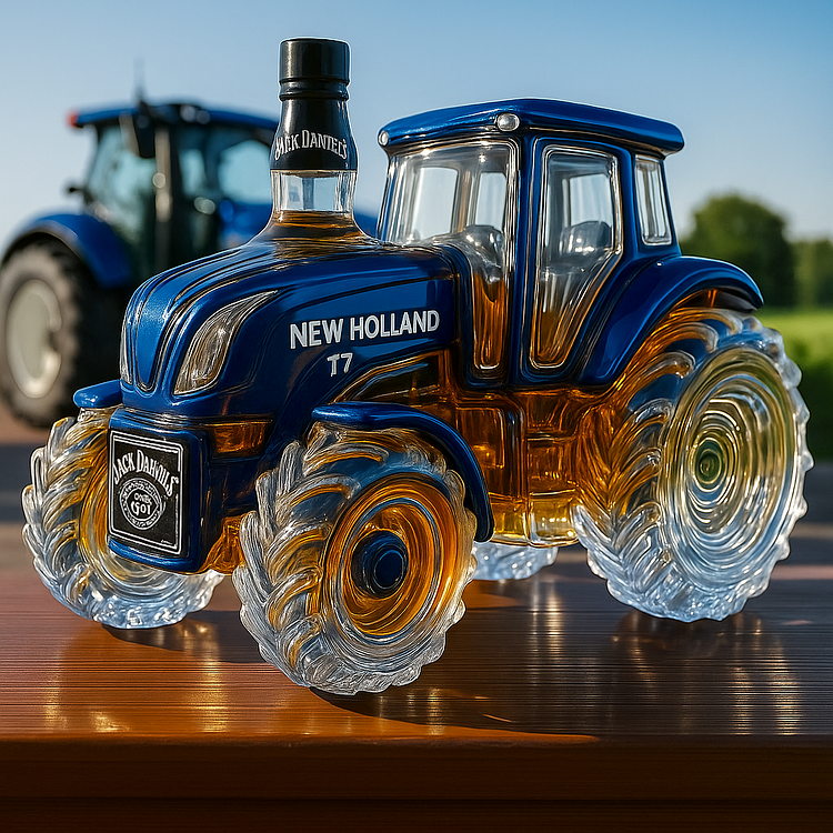 Klasszikus whisky üveg New Holland T7 traktor formájában