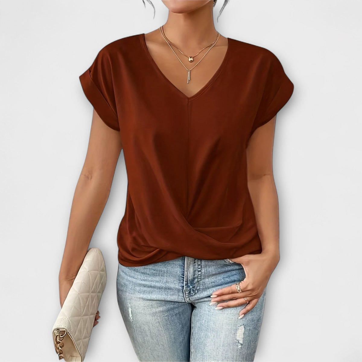 Eloise - V-neck top csomó részlettel