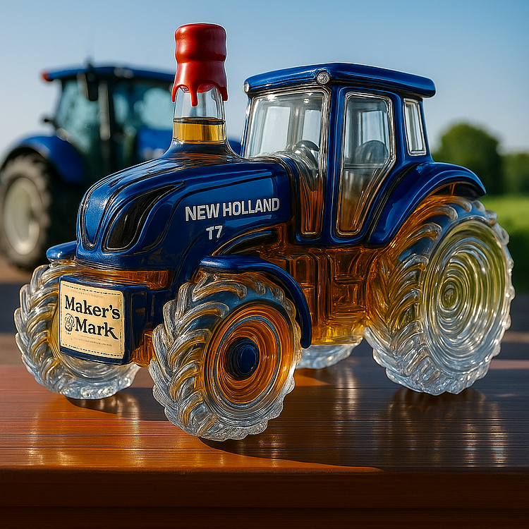 Klasszikus whisky üveg New Holland T7 traktor formájában