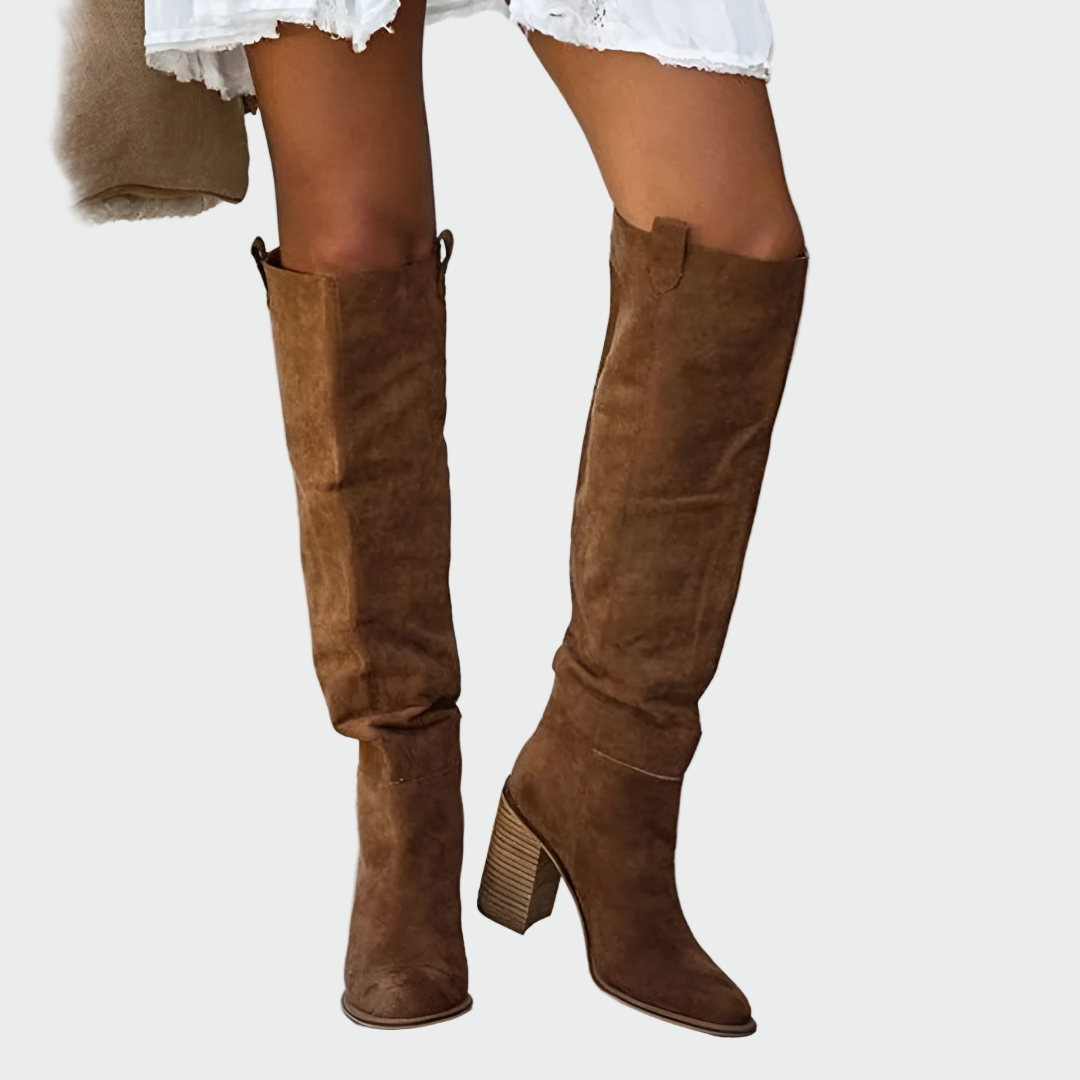 Leather orthopedic boots knee-high