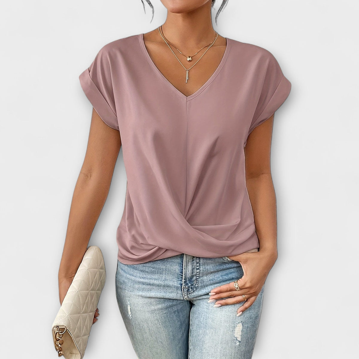 Eloise - V-neck top csomó részlettel