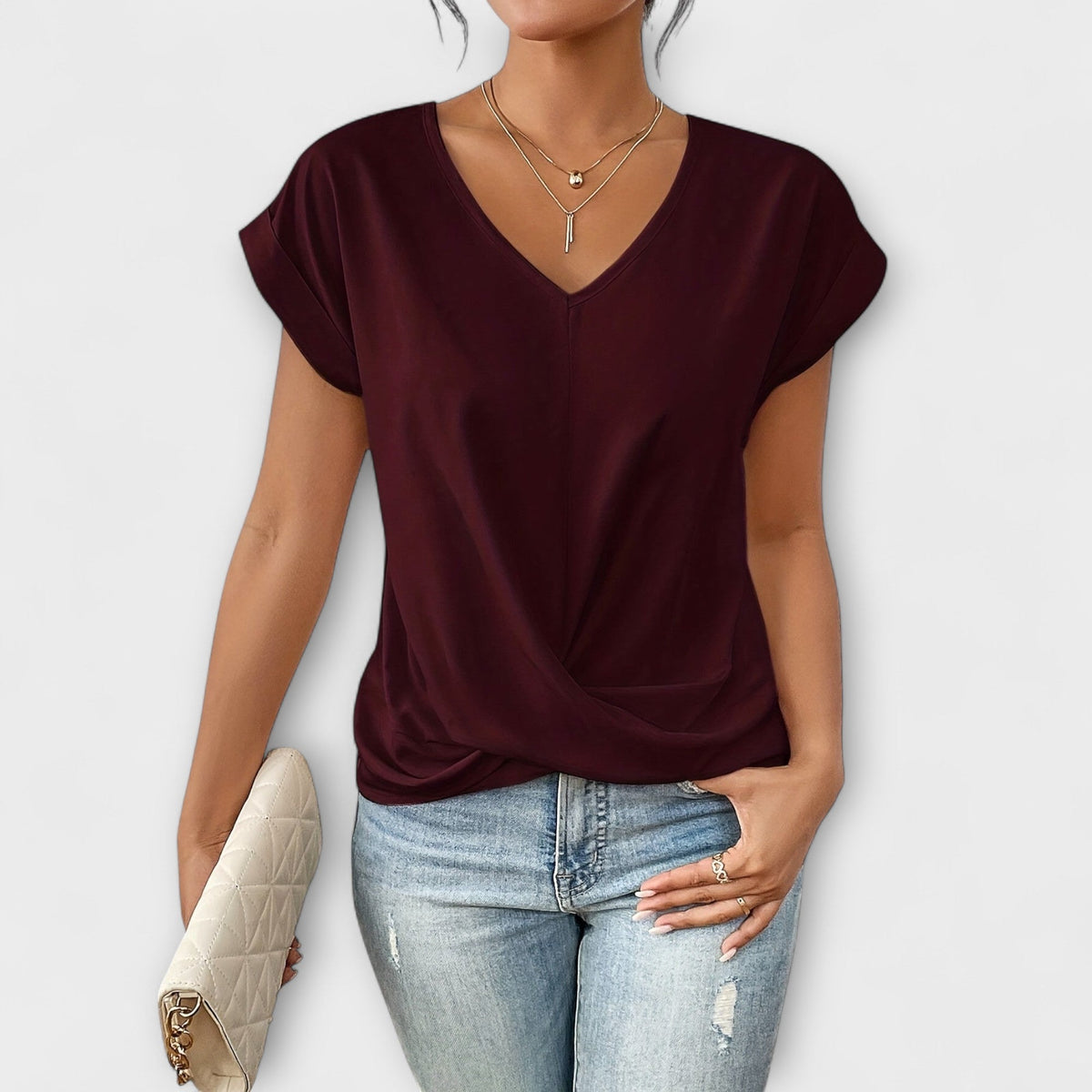 Eloise - V-neck top csomó részlettel