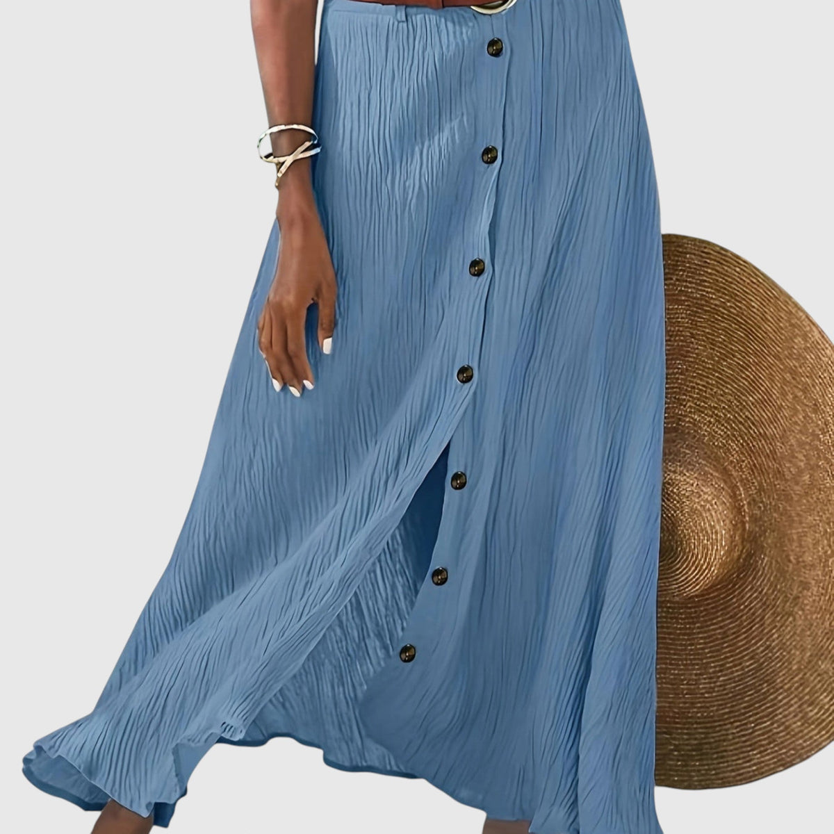 Semi-sheer midi skirt with slit