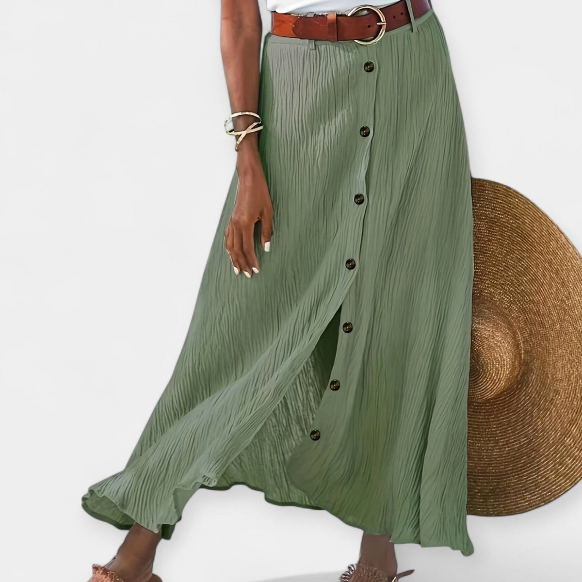 Semi-sheer midi skirt with slit