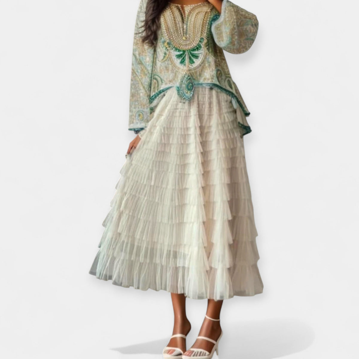 Elegant tulle skirt with decorative details