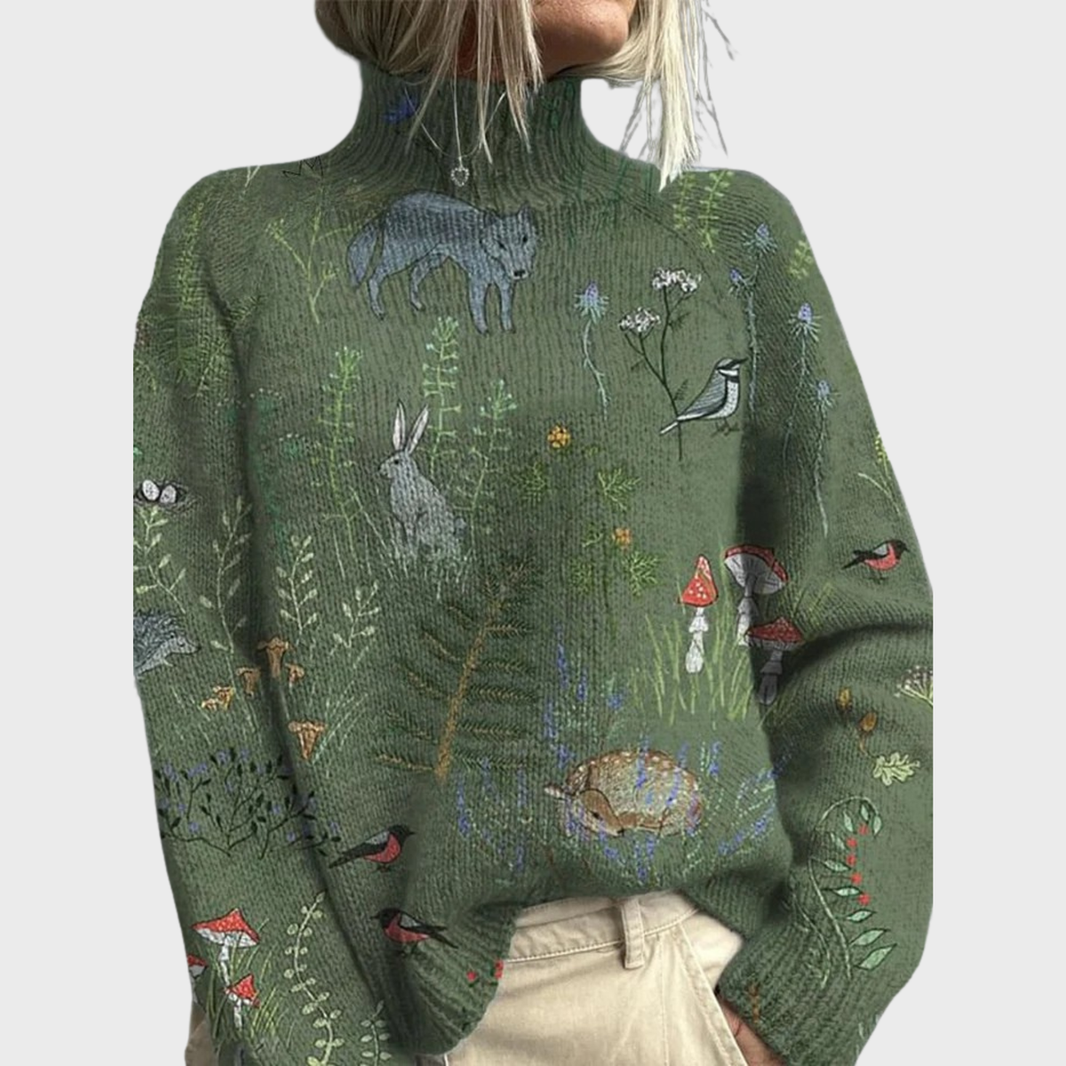 HANA - Comfortable, patterned knit sweater inspired by the forest