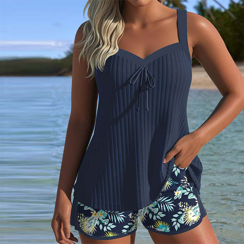 Laluna® | Csíkos Tankini Két Részes Strandnadrággal