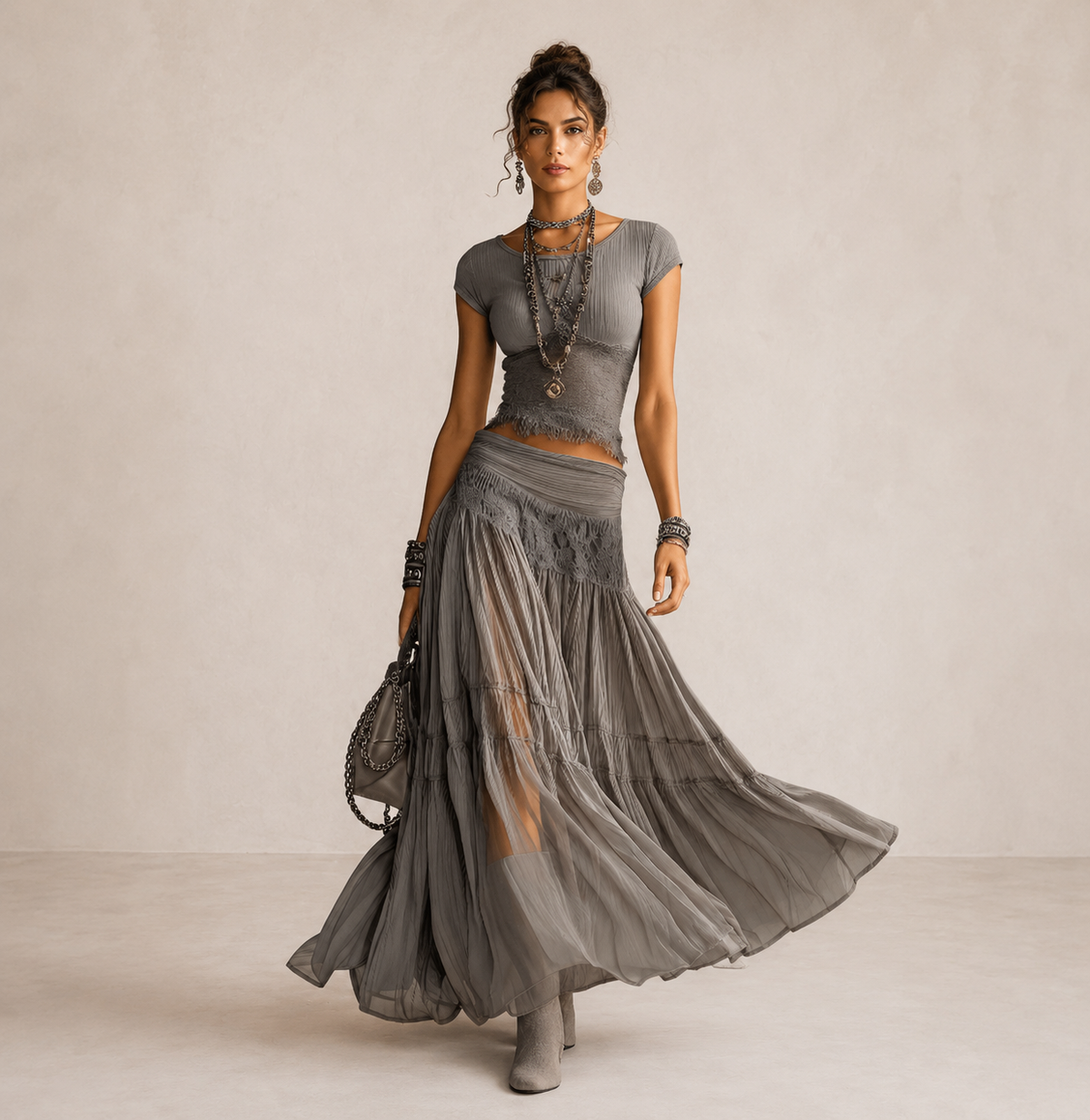 MILENA – Grey lace set