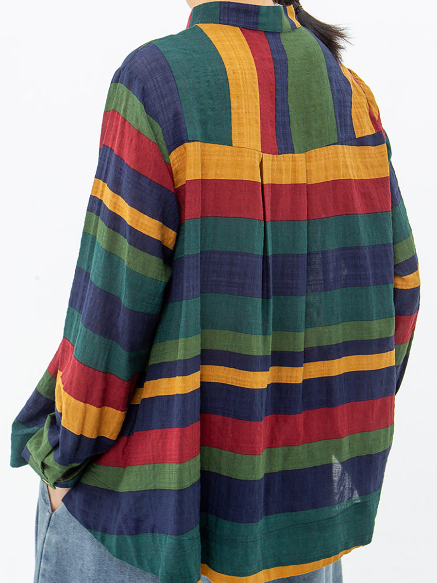 Vintage Csíkos Pamut Ingek Hosszú Ujjal | Plus Size