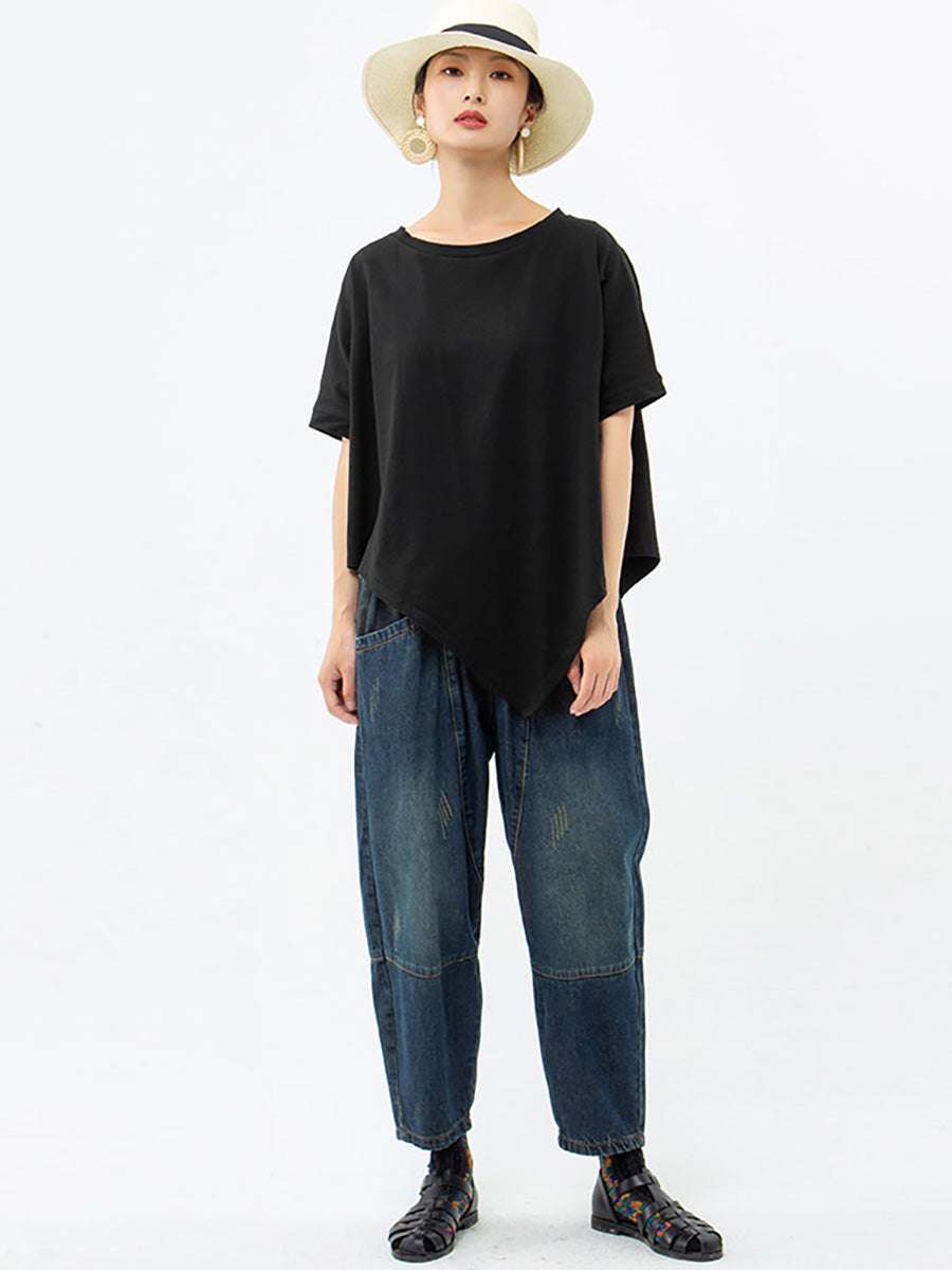 Női Aszimmetrikus Szabású 100% Pamut Póló | Plus Size