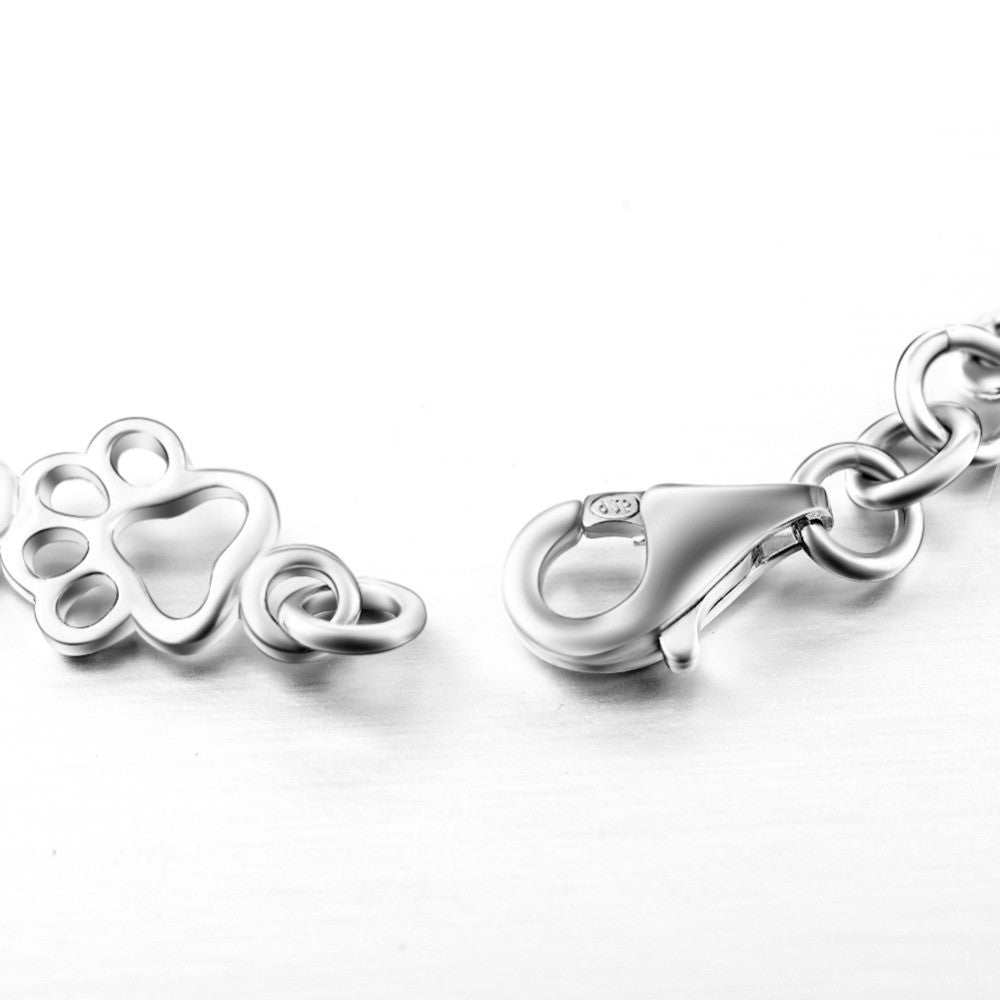 Limited Edition Pure Silver Dog Paw and Bone Charm Bracelet