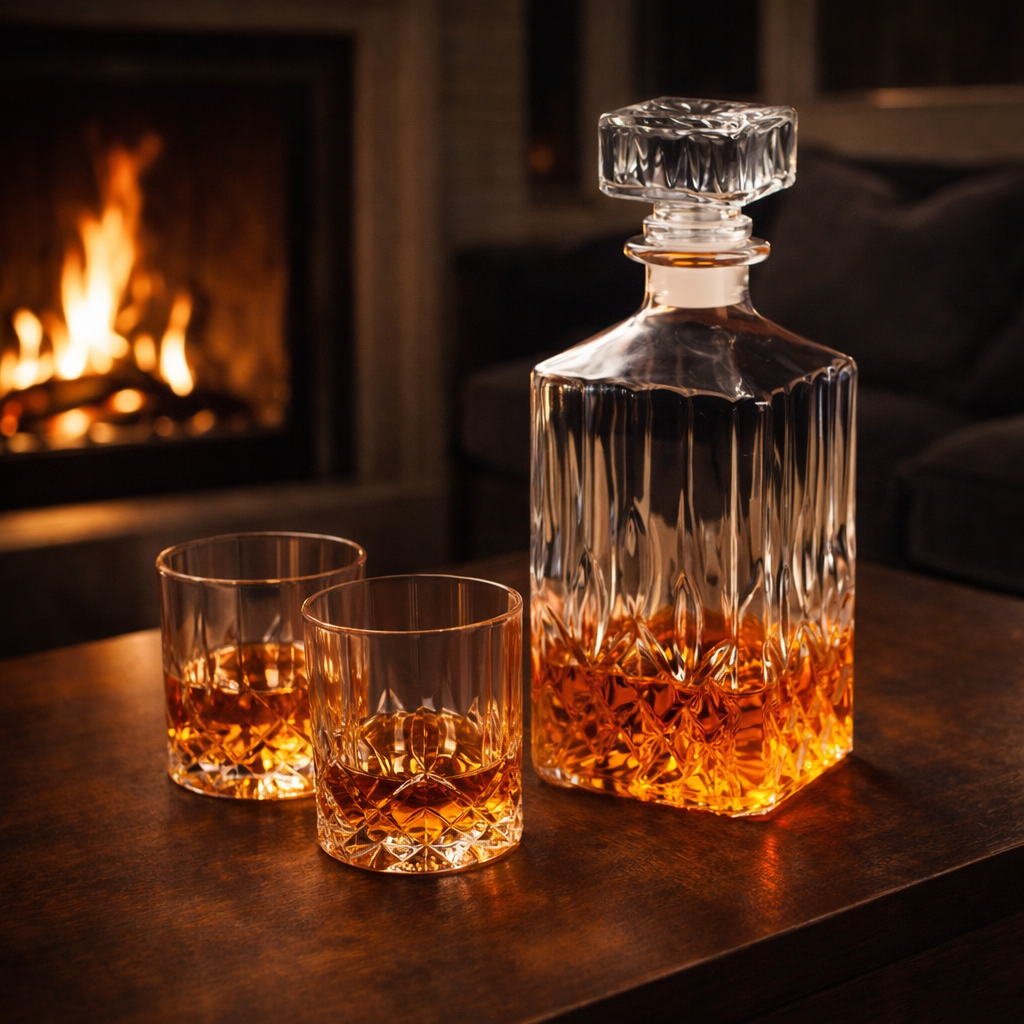 Whiskey bottle - Glass and tumbler set