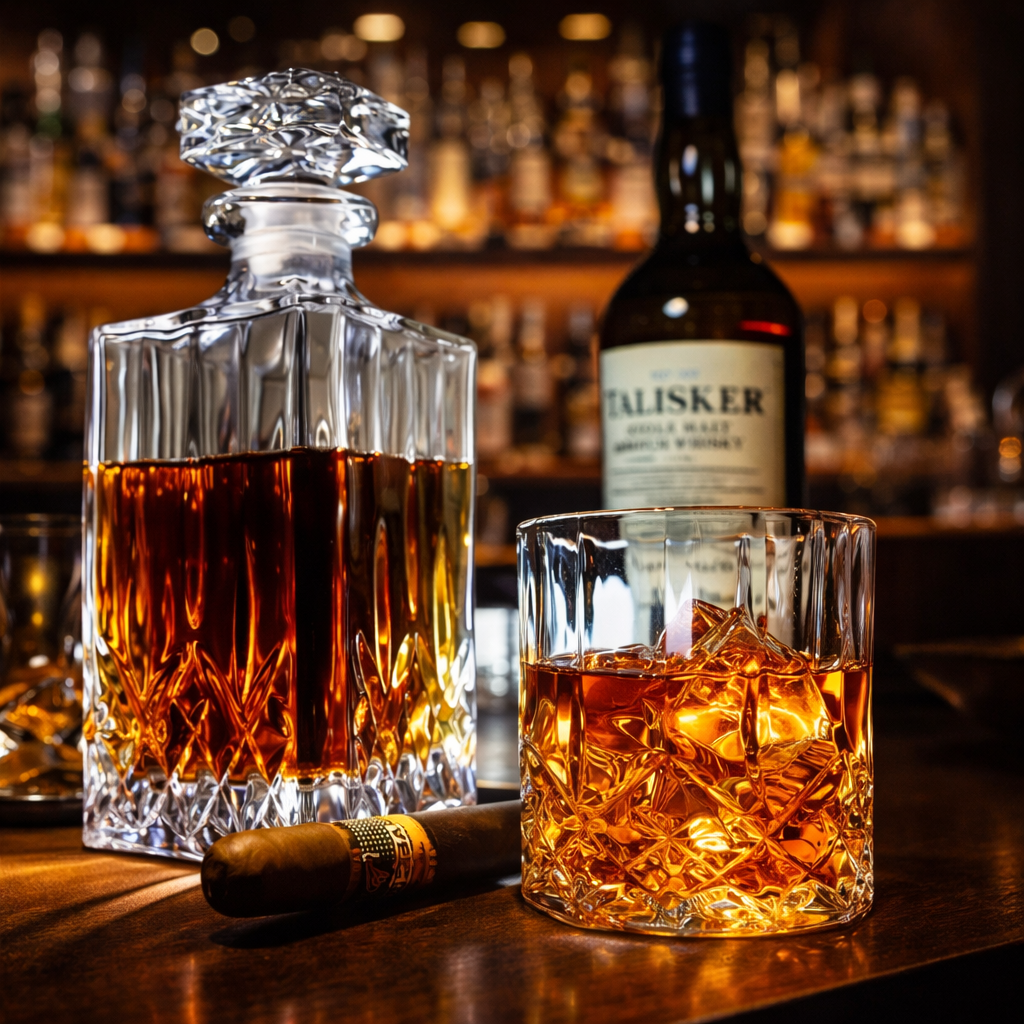 Whiskey bottle - Glass and tumbler set
