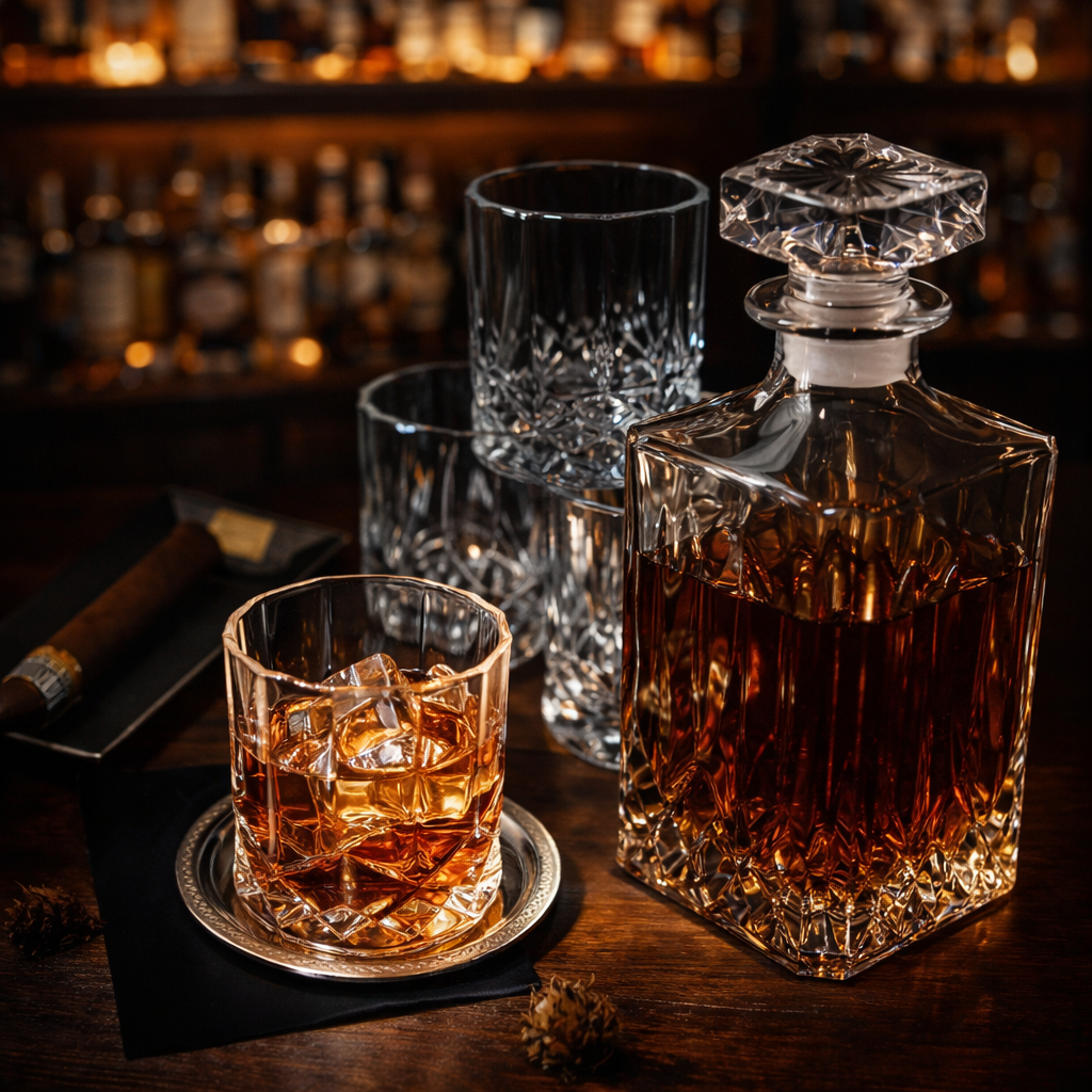 Whiskey bottle - Glass and tumbler set
