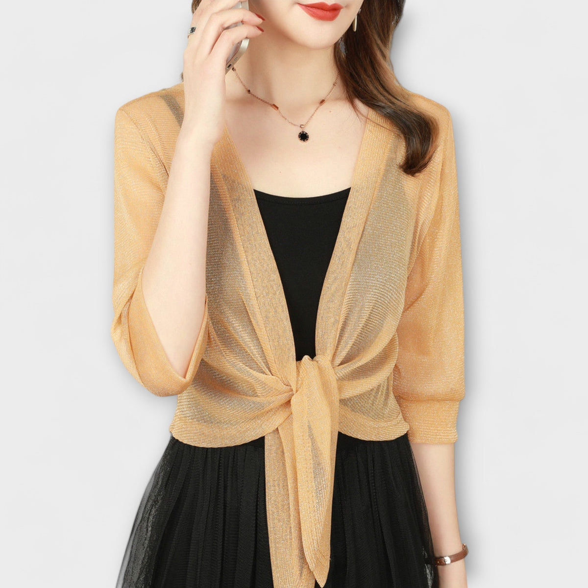 Olivia - Blouse with open front panel