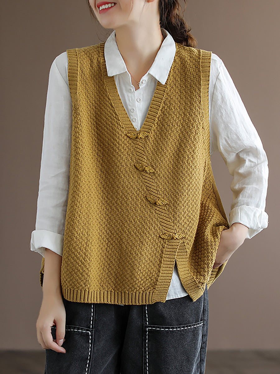 Artisan V-nyakú, gombos kötött mellény | Plus Size