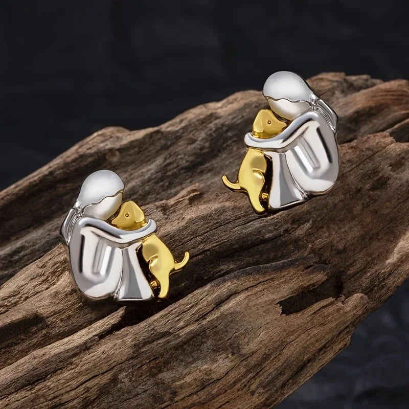 Silver and Gold Two-Tone Huggie Earrings