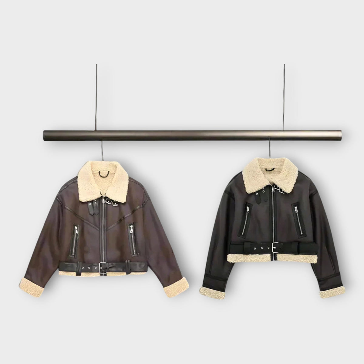 Leather Short Jacket with Belt