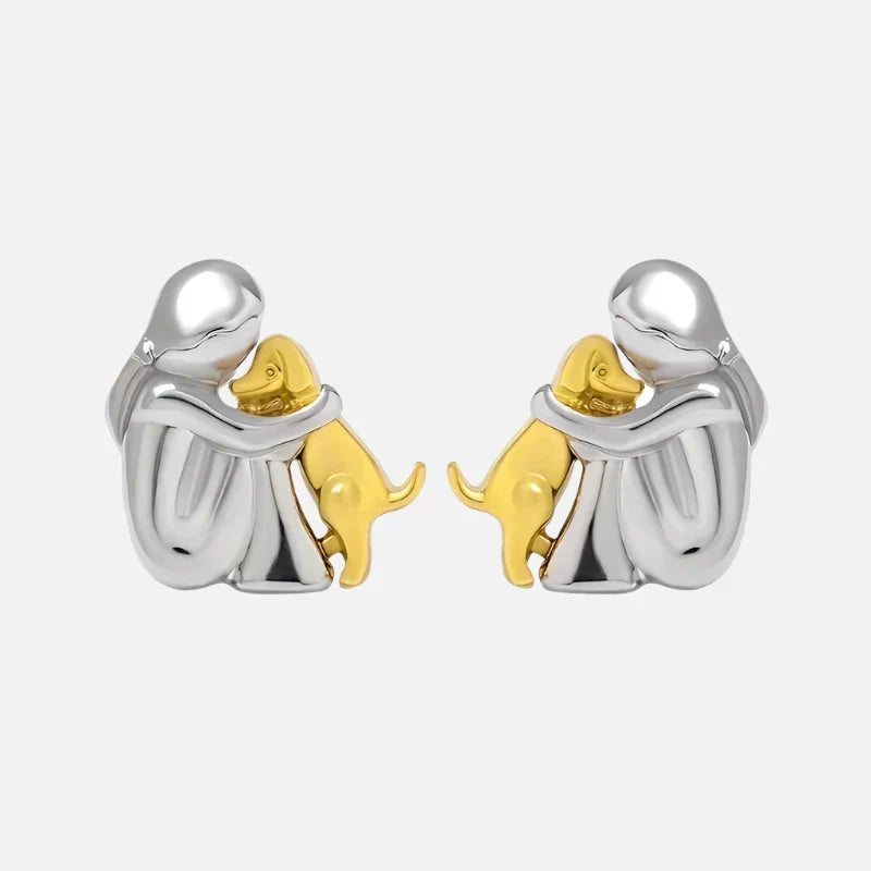 Silver and Gold Two-Tone Huggie Earrings